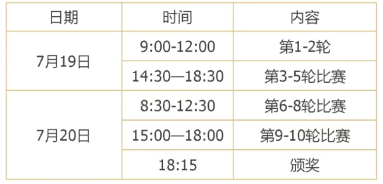 比赛赛程 比赛赛程